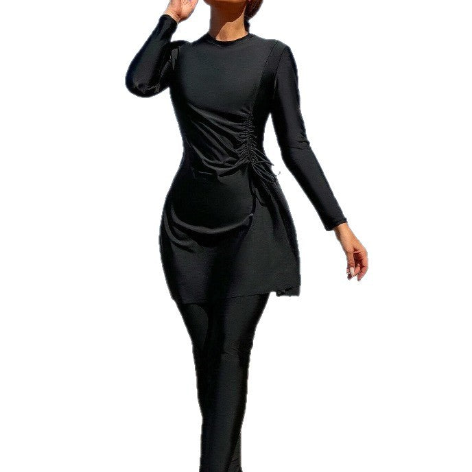 Damen Sportliches Strandoutfit mit figurbetonendem Kleid und langen Leggings Drune