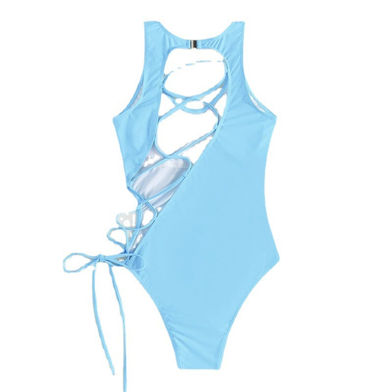 Damen Einteiler Badeanzug mit modernen Cut-Outs und seitlichen Schnürdetails Drune