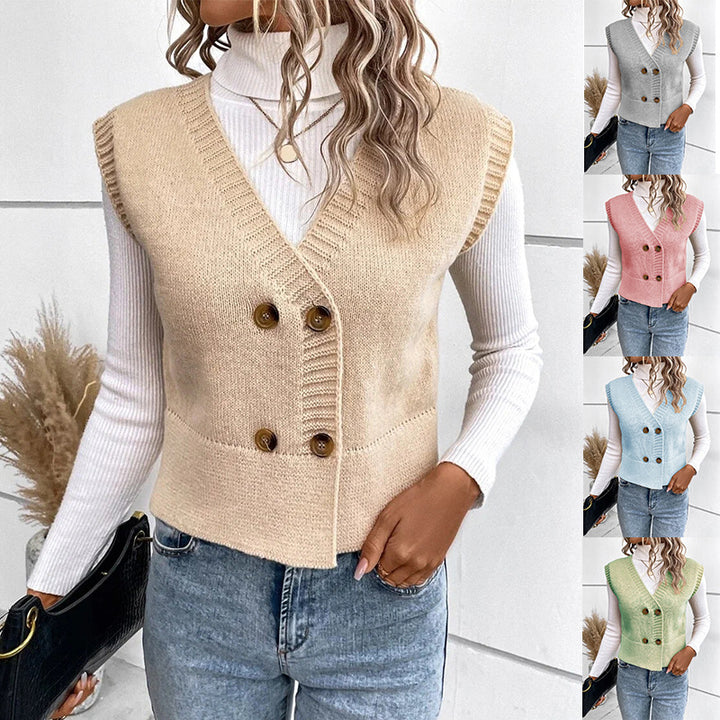Damen Strickweste mit doppelter Knopfleiste Drune