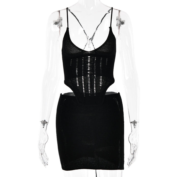 Damen Häkelkleid mit tiefem V-Ausschnitt und raffinierten Rüschendetails Drune