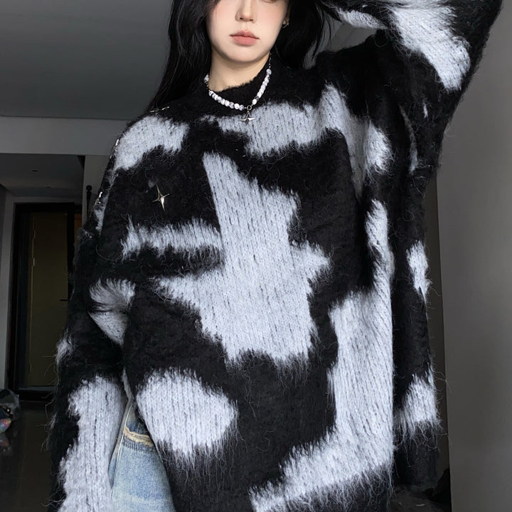 Damen Oversized Pullover mit strukturiertem Mustermix und lässigem Schnitt Drune