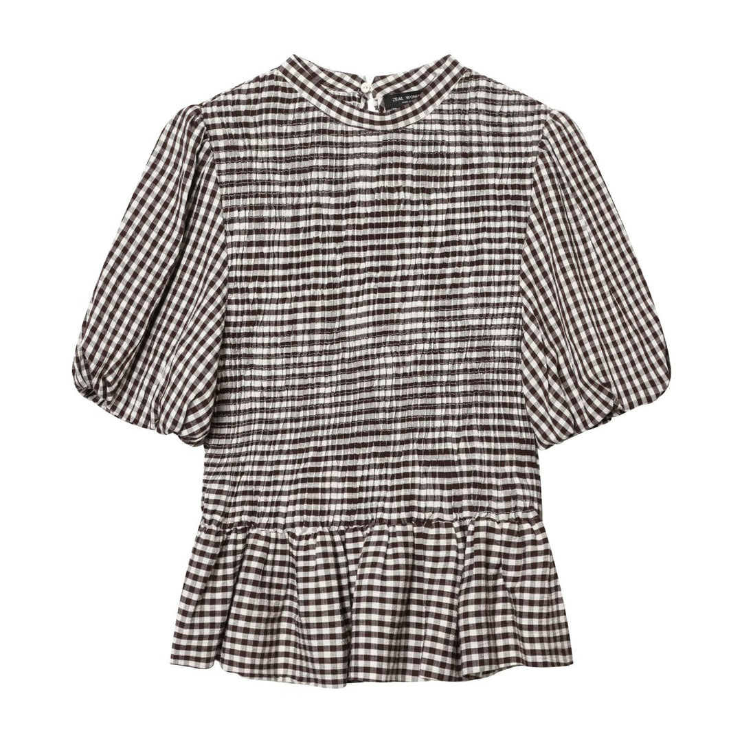 Damenbluse mit dekorativen Puffärmeln und geschmeidiger Rüschensilhouette Drune