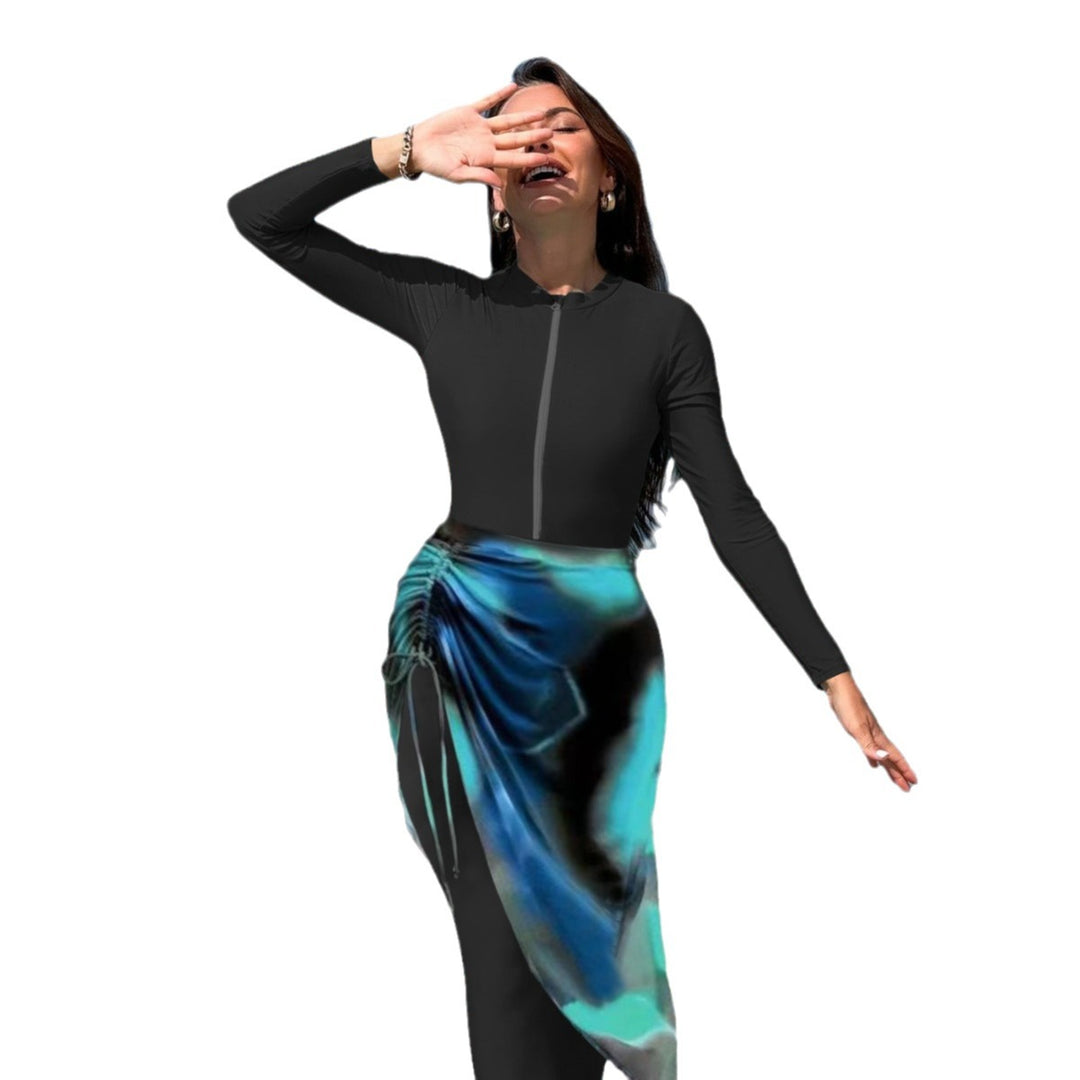 Damen sportlicher Langarm-Surfsuit mit raffinierten Wickeldetails Drune