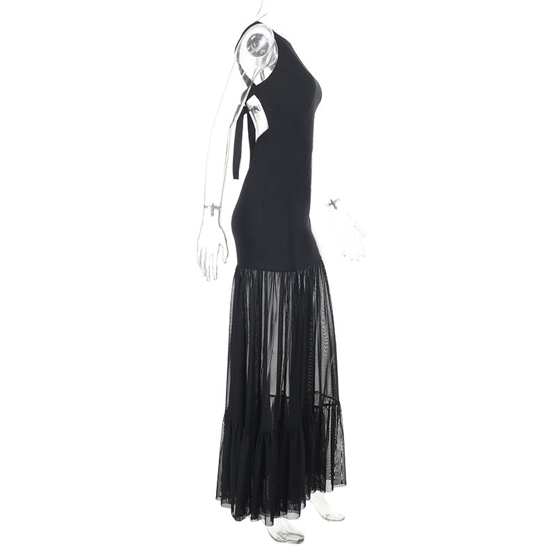 Damen Maxikleid mit transparentem unteren Saum Drune
