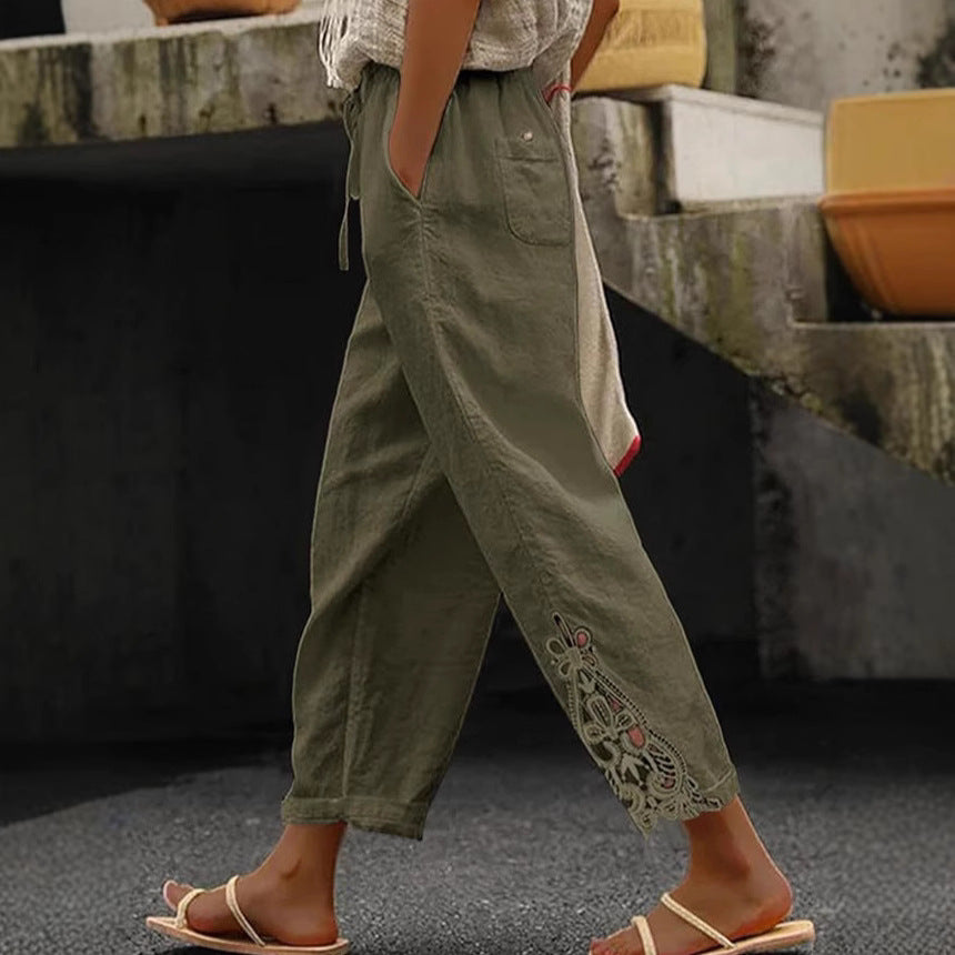 Damen Freizeithose mit aufwendigen Stickereien Drune