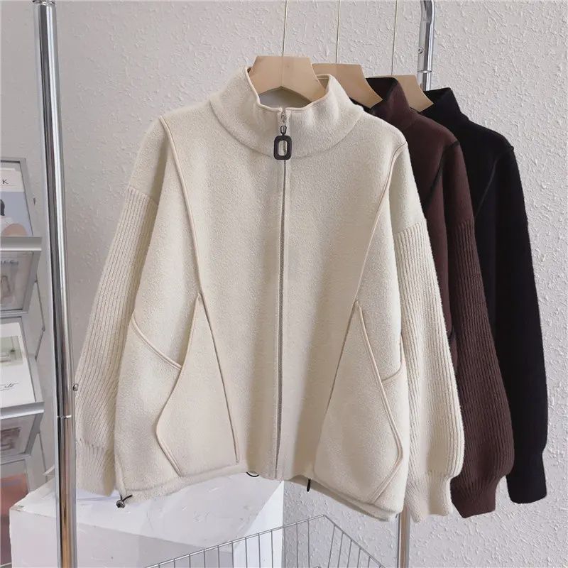 Damen Volumenjacke mit hohem Kragen und durchgehendem Reißverschluss Drune