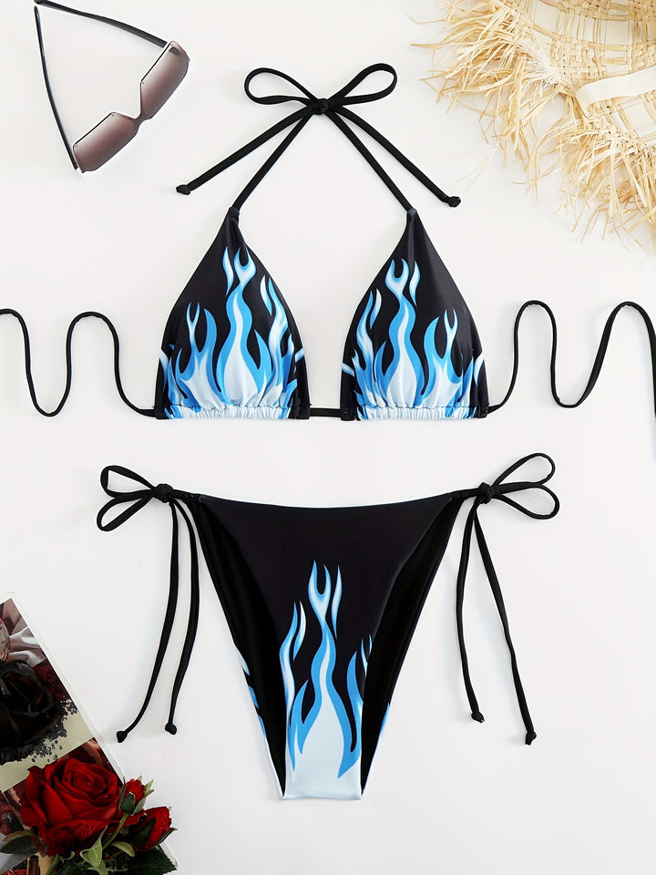 Damen Triangel-Bikini mit feurigem Motiv Drune