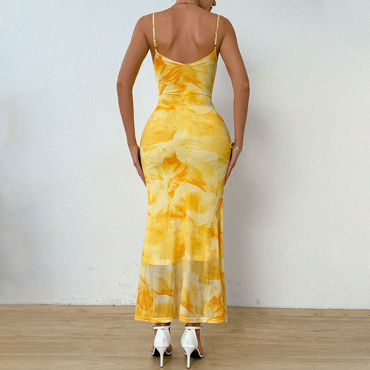 Damen Maxikleid mit schulterfreien Trägern und floralem Muster Drune