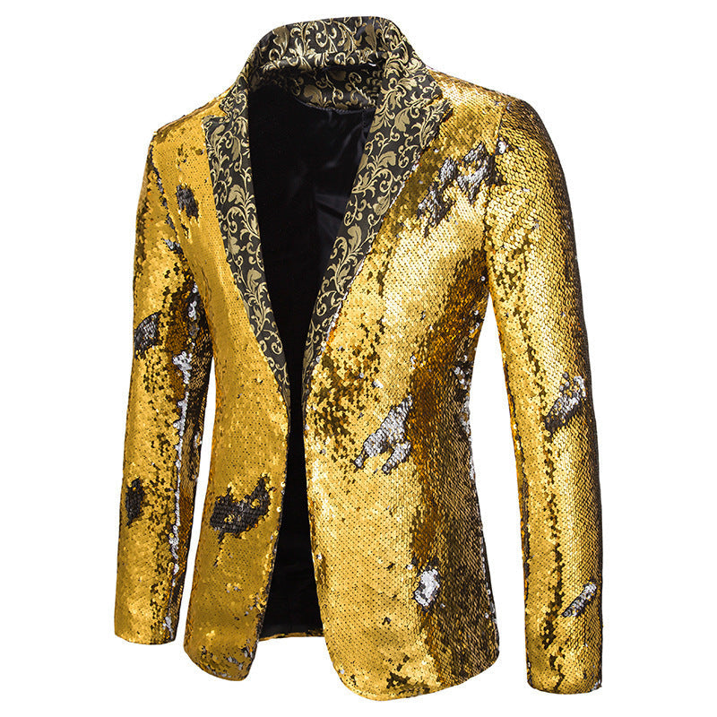 Herren extravagante Pailletten-Blazerjacke Drune