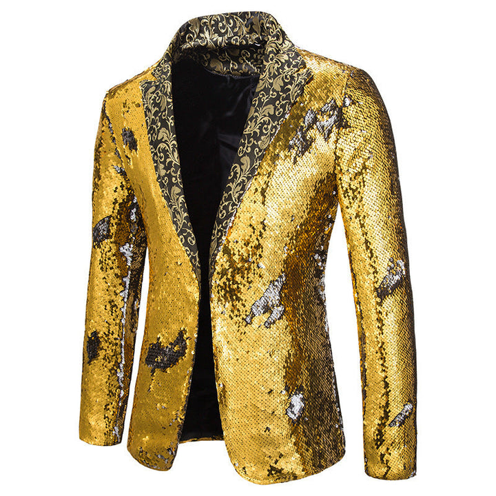 Herren extravagante Pailletten-Blazerjacke Drune