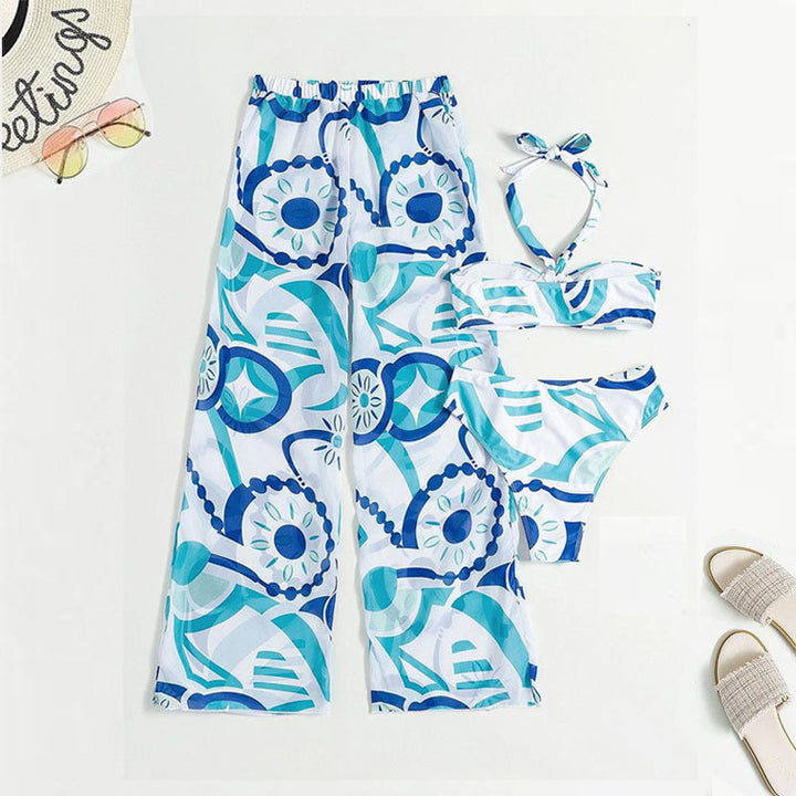 Damen Bikini-Set mit Bandeau-Oberteil und weitem Beinausschnitt Drune