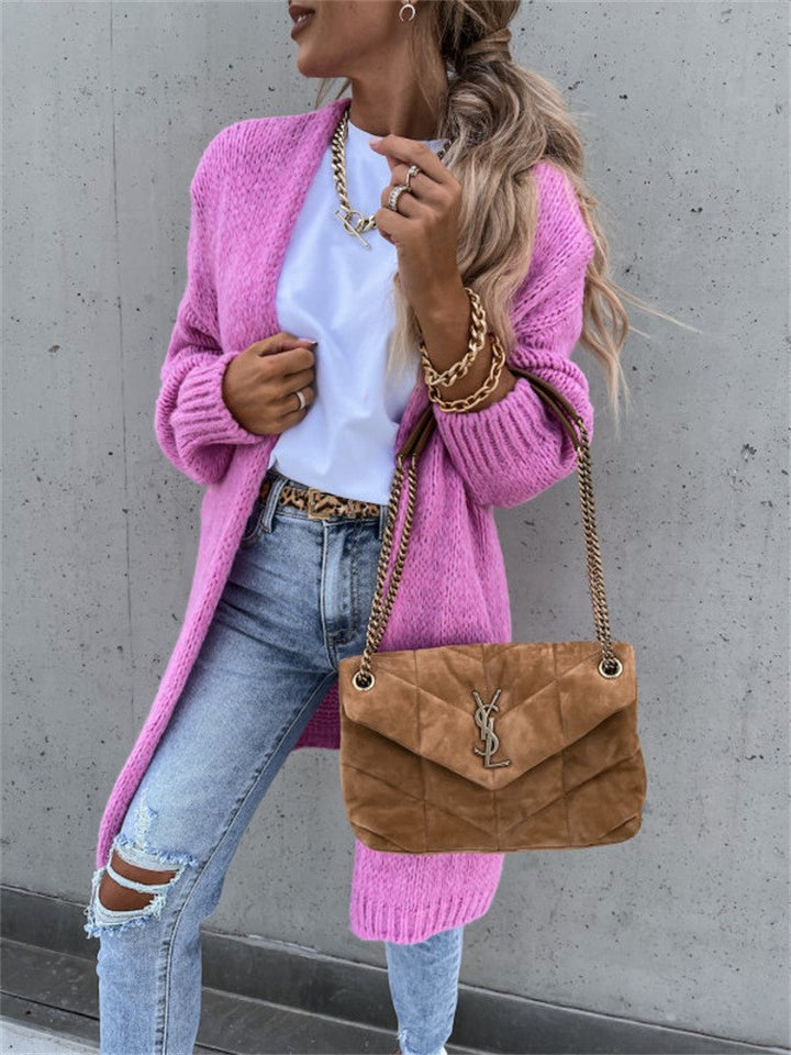 Damen Strickcardigan im Grobstrick-Stil mit offenem Design Drune