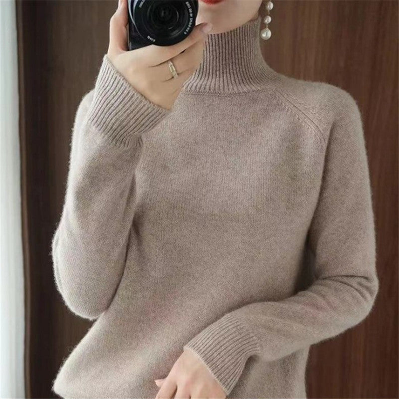Damen weicher Rollkragenpullover aus feiner Merinowolle Drune