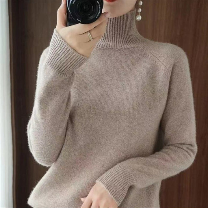 Damen weicher Rollkragenpullover aus feiner Merinowolle Drune
