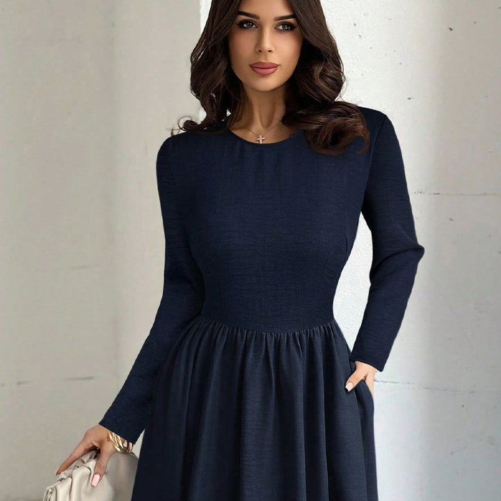 Damen Elegantes Maxikleid mit schmalem Schnitt und langen Ärmeln Drune