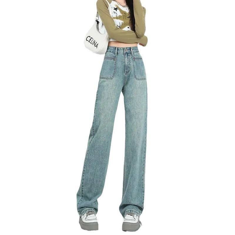 Damen Weit geschnittene Denim-Hose mit hohen Taschen Drune