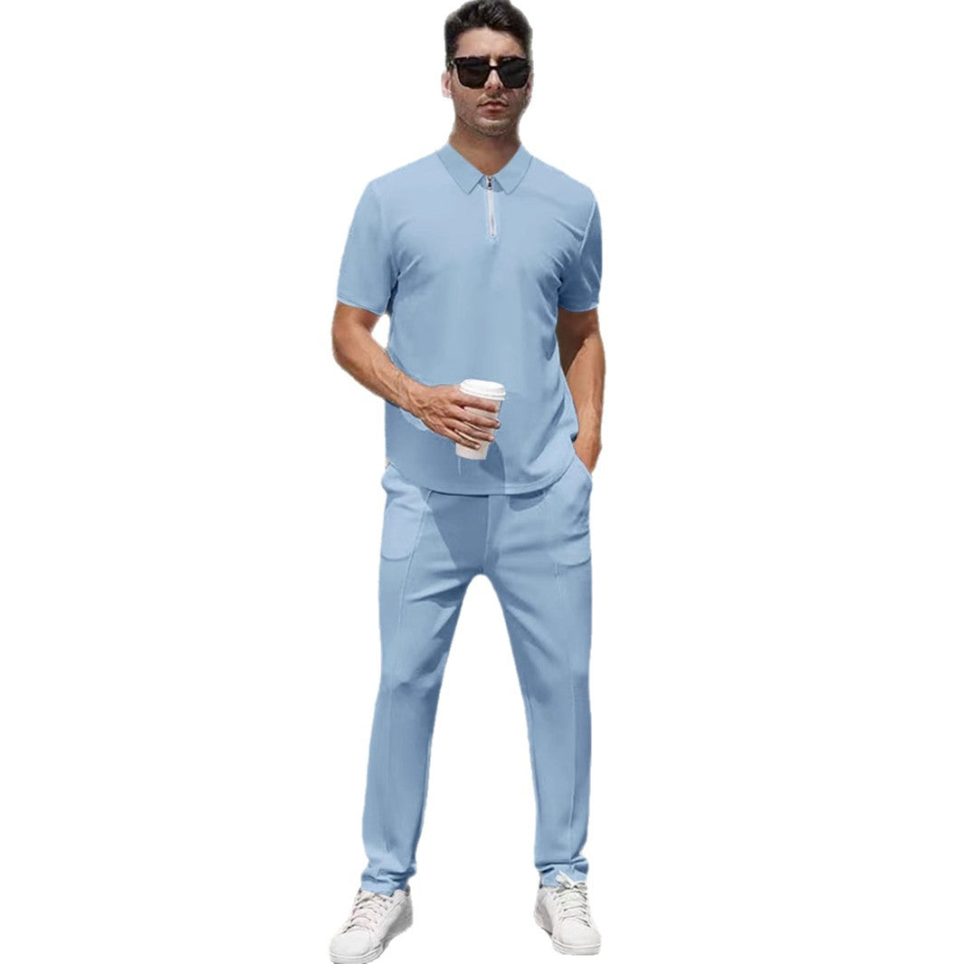 Herren nan urbanes Reise-Poloshirt mit kurzem Frontreißverschluss, elastischem Interlock und knitterarmer Pflege Drune