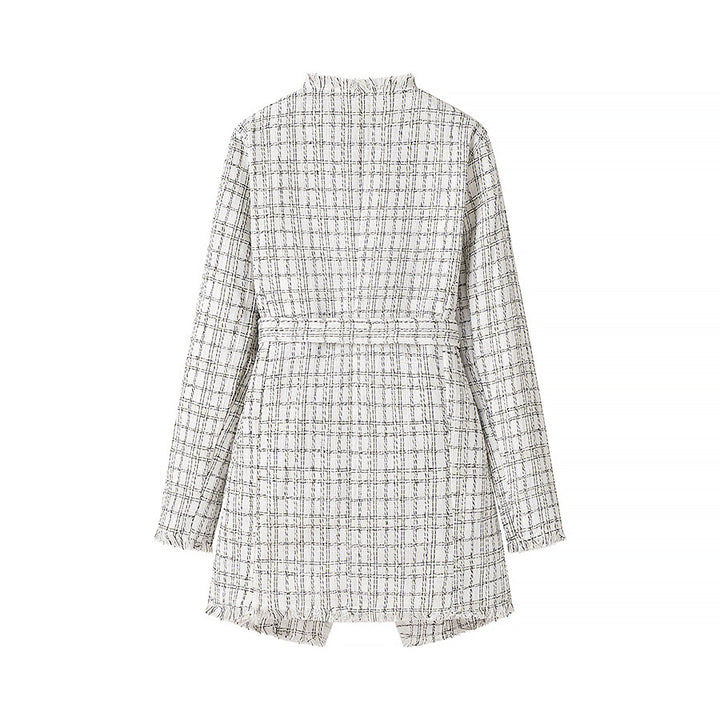 Damen Modischer Blazer mit Gürtel und strukturiertem Muster Drune