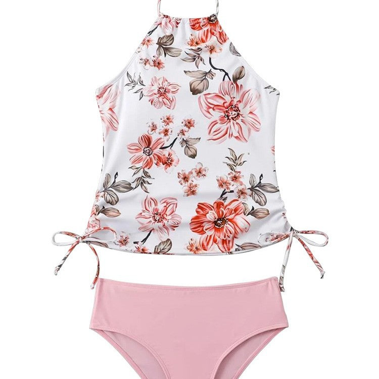 Damen Schnittiger Tankini mit floralem Design und verstellbaren Riemen Drune