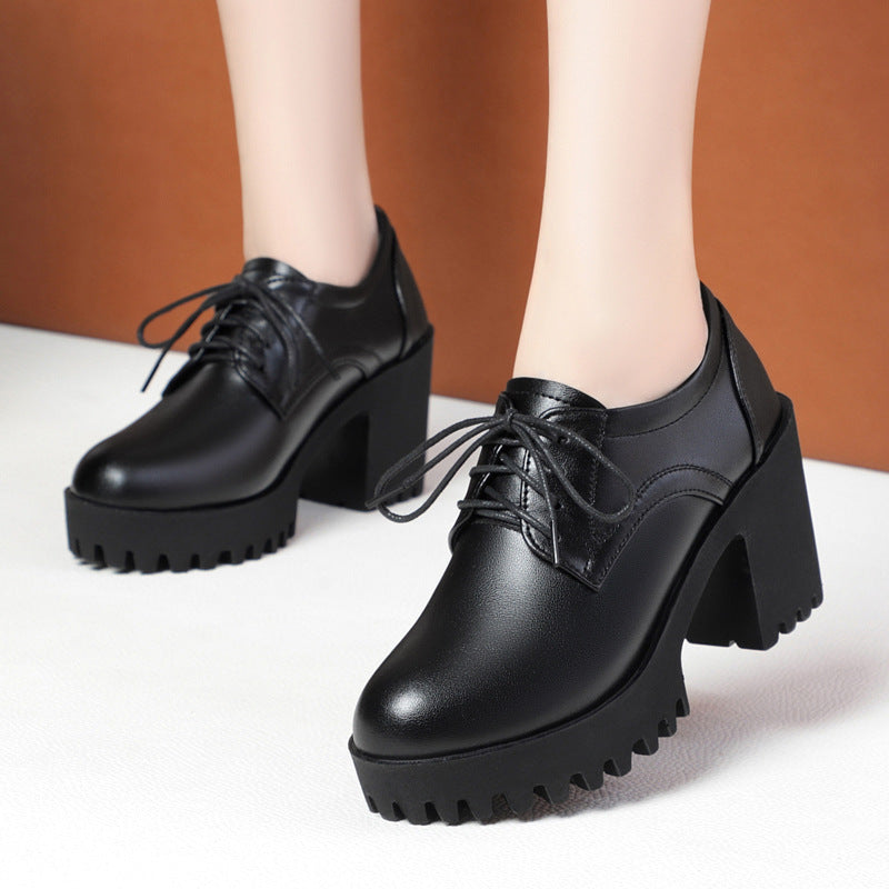 Damen Komfortable Schnürschuhe mit markantem Blockabsatz und rutschfester Sohle Drune