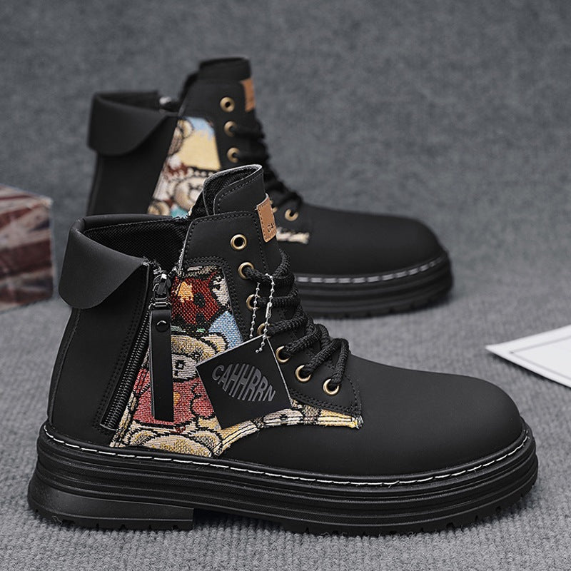 Damen modische Schnürboots mit seitlichem Reißverschluss und farbigen Akzenten Drune
