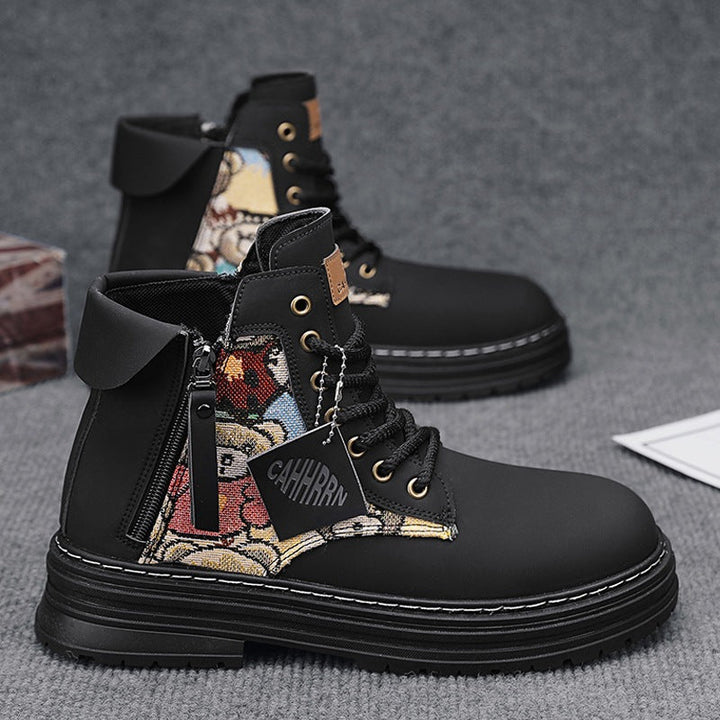 Damen modische Schnürboots mit seitlichem Reißverschluss und farbigen Akzenten Drune