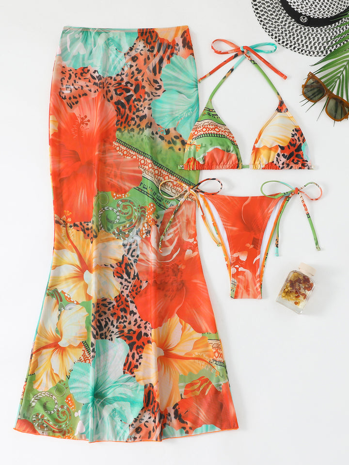 Damen Strandkleid mit blühendem Bikini-Set Drune