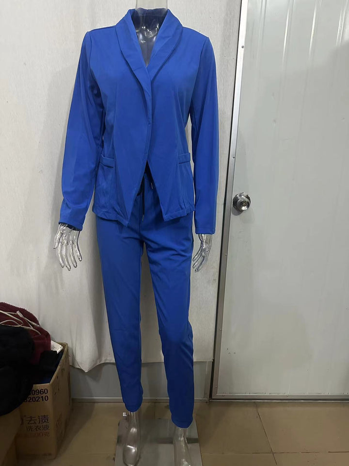 Damen nan zweiteiliges Blazer-Jogger-Set mit tailliertem Blazer und elastischer Bundhose Drune