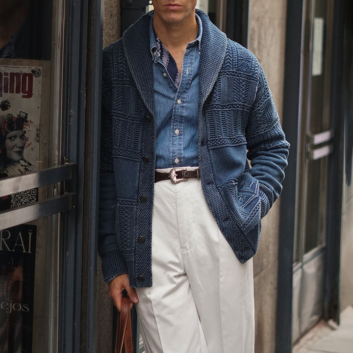 Herren Strickjacke mit innovativem Muster und großen Taschen Drune