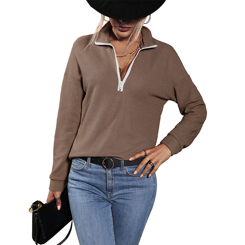 Damen Strickpullover mit hohem Kragen und praktischem Reißverschluss Drune