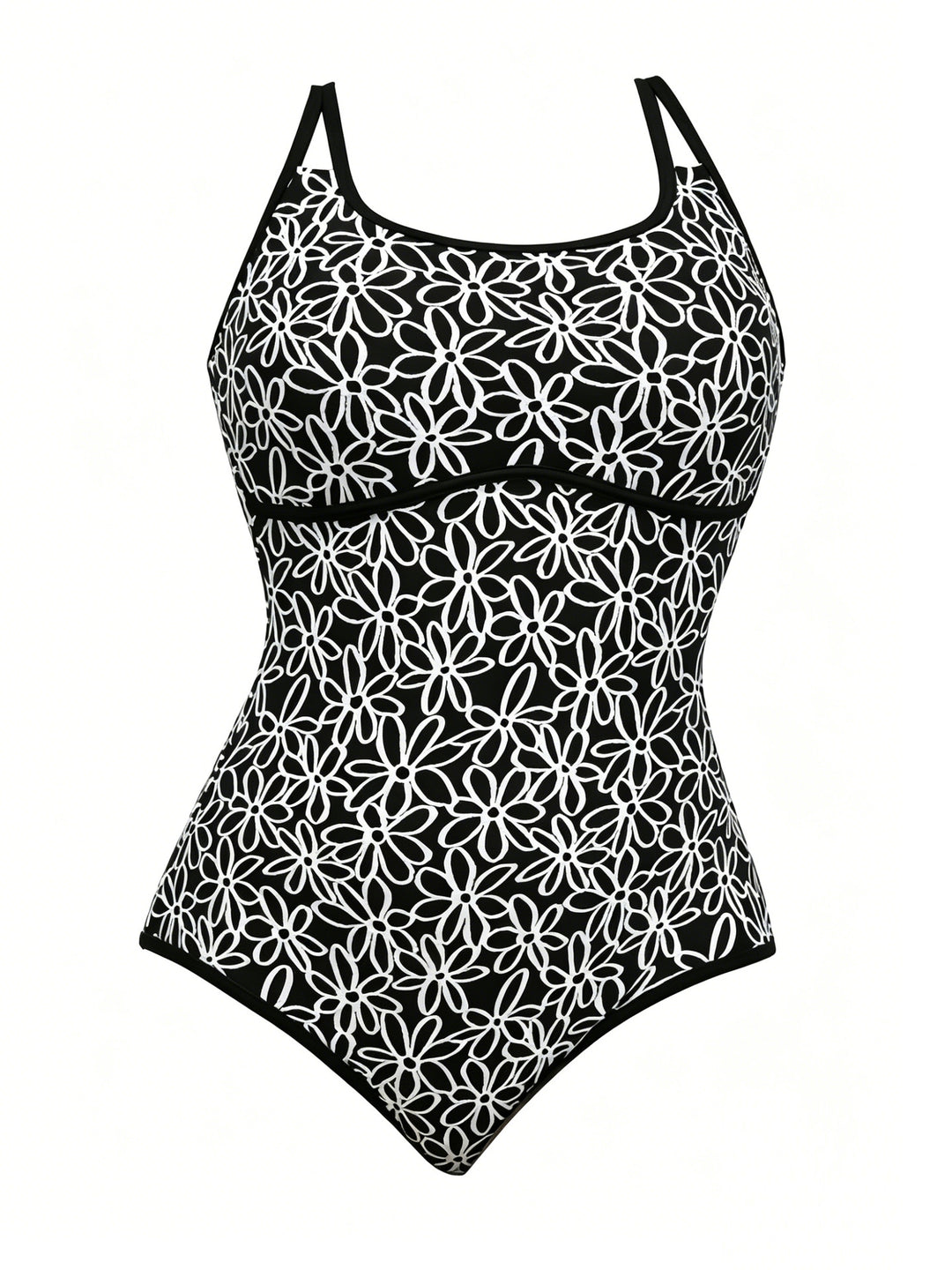 Damen Sportlicher Einteiler Badeanzug mit floralem Muster Drune