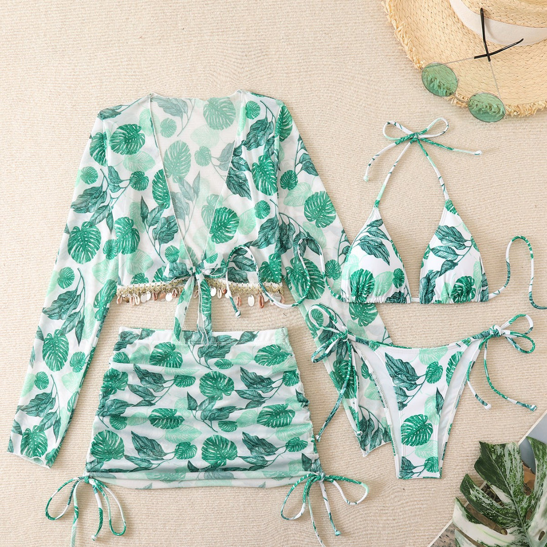 Damen Strand-Badeanzug Set mit eleganter Wickelbluse Drune