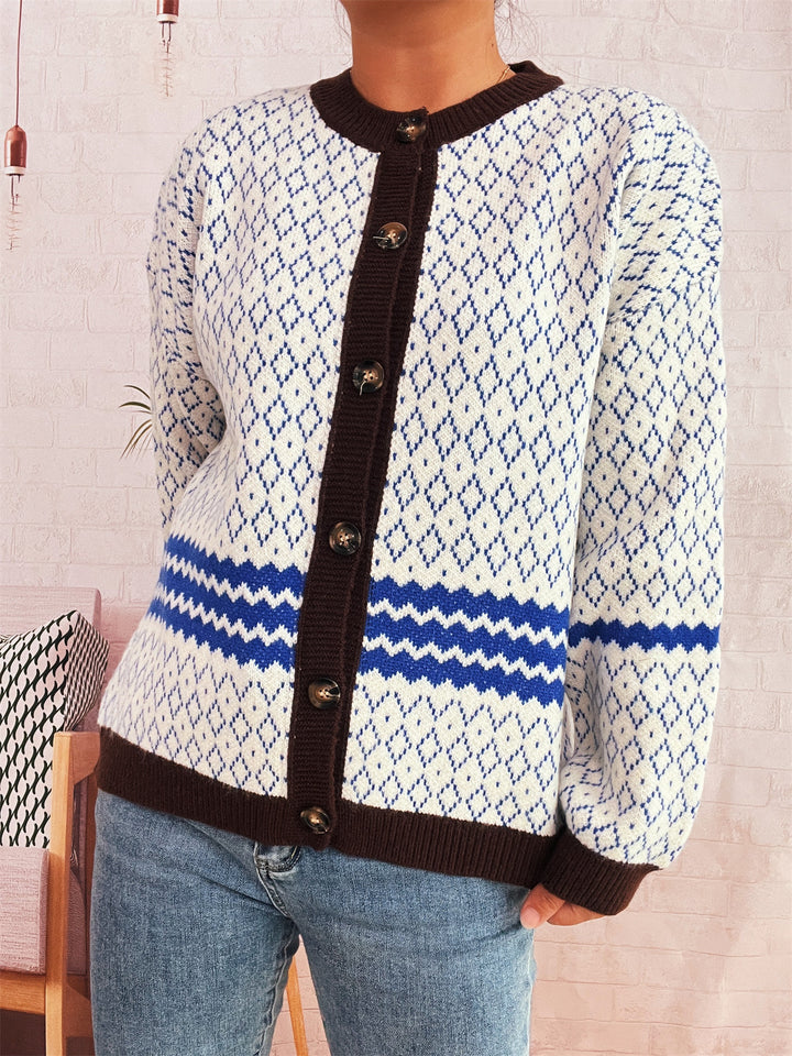 Damen Strickjacke mit vielseitigem Muster und eleganten Knopfdetails Drune
