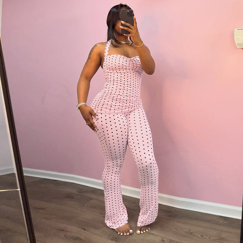 Damen Eleganter Crop-Top und Flared-Hosen Set Drune