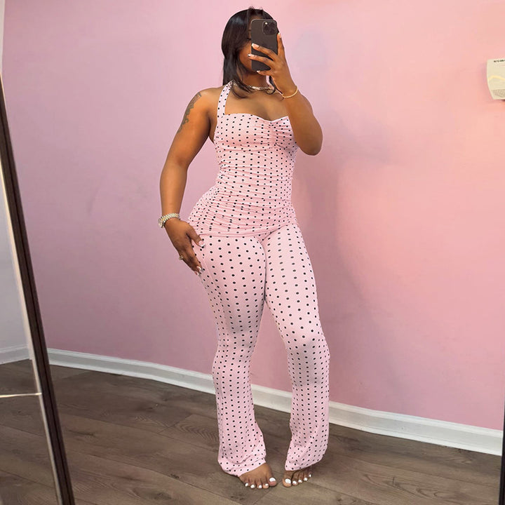 Damen Eleganter Crop-Top und Flared-Hosen Set Drune