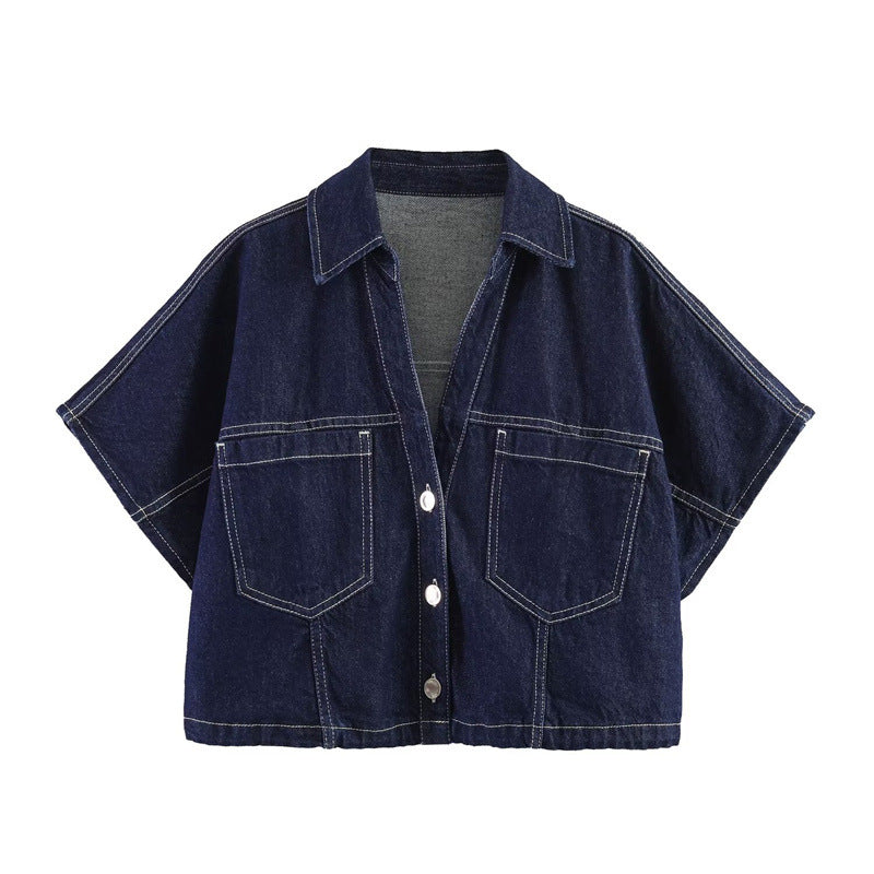Damen Denim-Minirock im asymmetrischen Schnitt mit dekorativen Knöpfen Drune