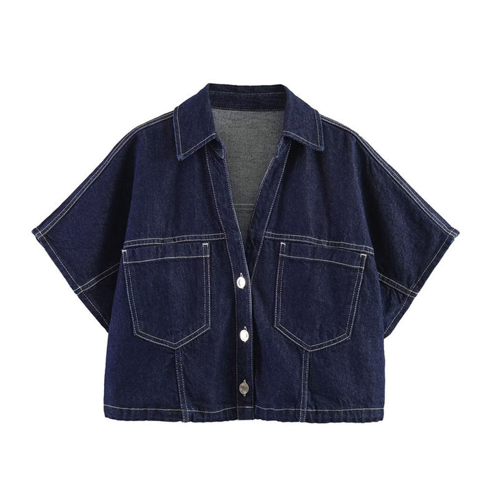 Damen Denim-Minirock im asymmetrischen Schnitt mit dekorativen Knöpfen Drune