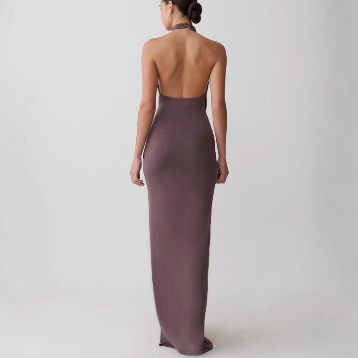 Damen Elegantes knöchellanges Wickelkleid mit tiefem Schlitz Drune