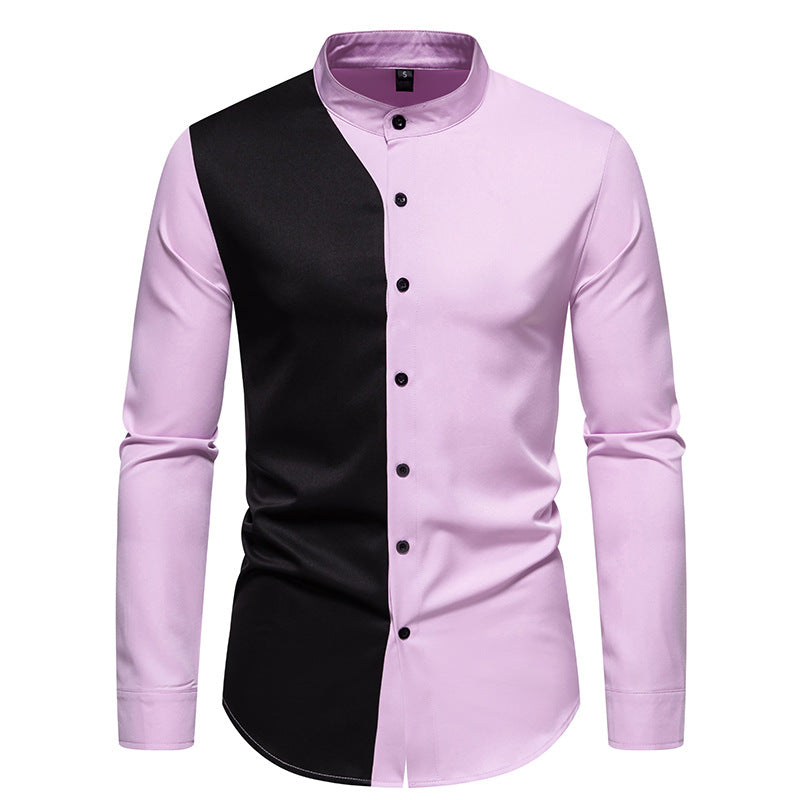 Herren elegantes Langarmhemd mit modernem Farbblockdesign Drune