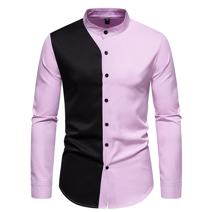 Herren elegantes Langarmhemd mit modernem Farbblockdesign Drune