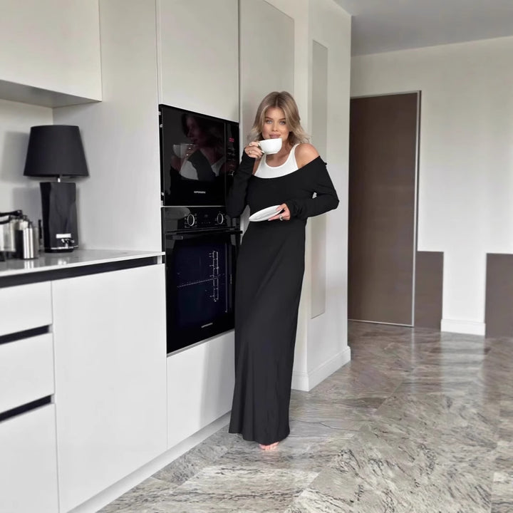 Damen Modisches Maxikleid mit schulterfreiem Design Drune