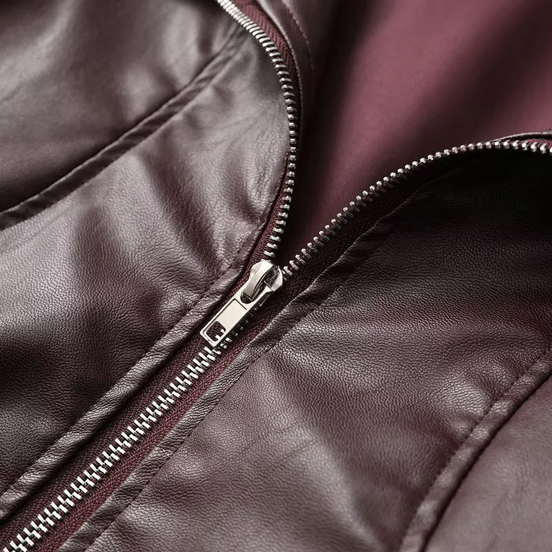 Damen Kunstlederblousonjacke mit weitem Schnitt und lässigen Details Drune