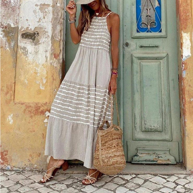 Damen Langes Sommerkleid mit eleganten Streifen von Drune