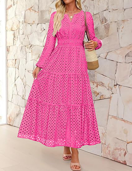 Damen Maxikleid im eleganten gehäkelten Design Drune