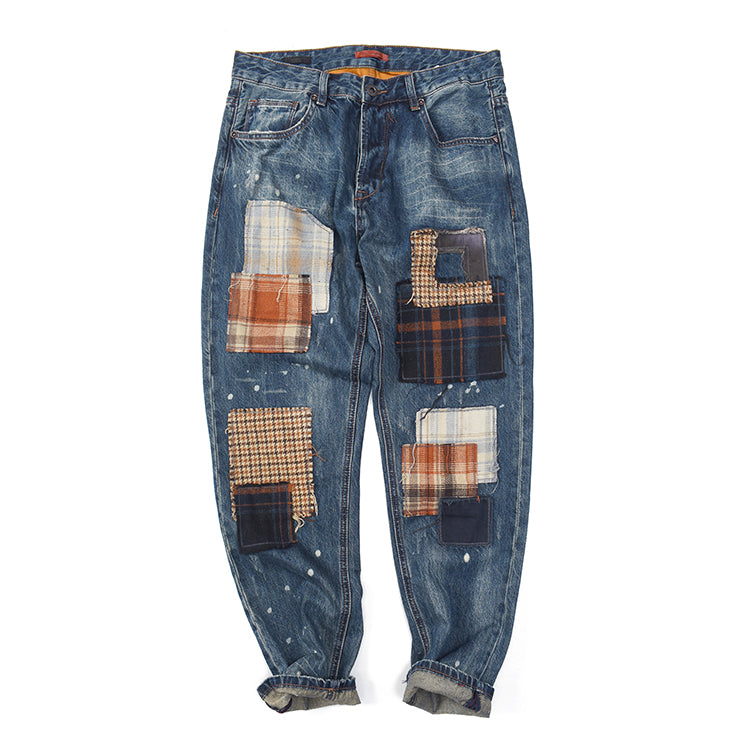 Damen Jeans mit kreativem Patchwork-Design und lässigem Schnitt Drune