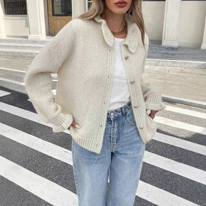 Damen lässige und oversized Strickjacke mit Knopfleiste Drune