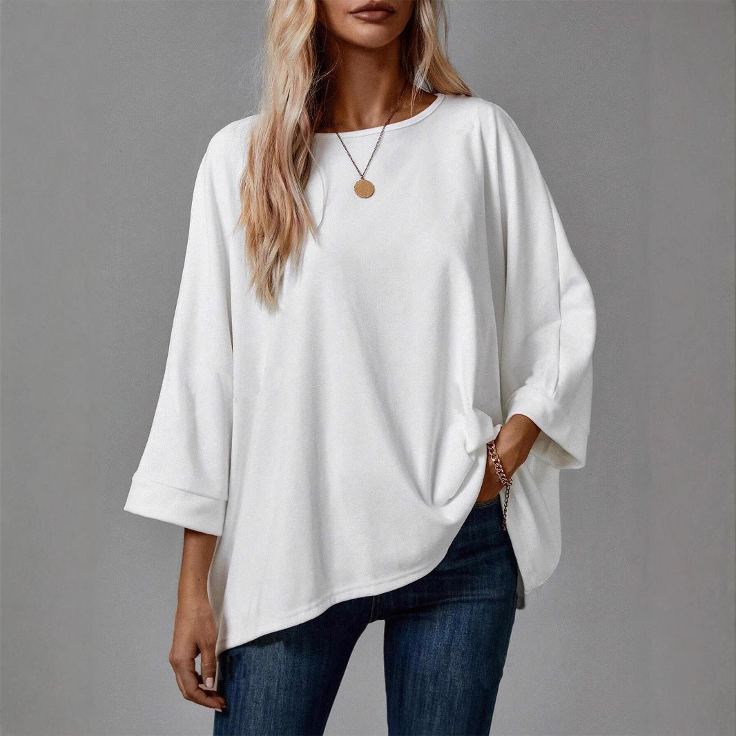 Damen lässiges Oversized T-Shirt mit weitem Schnitt und stylischem Rundhalsausschnitt Drune
