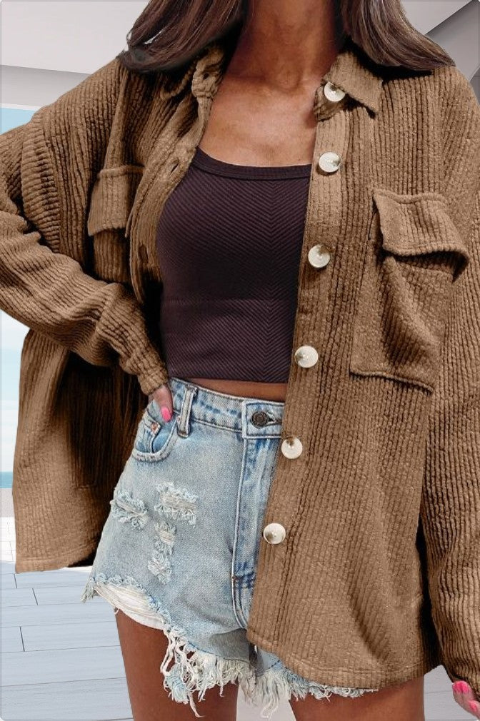 Damen lässige Hemdjacke in strukturiertem Material Drune