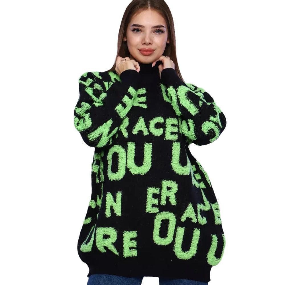 Damen modischer Statement-Pullover mit hohem Kragen und oversized Schnitt Drune