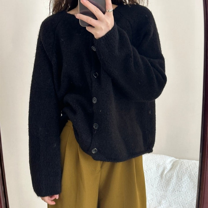 Damen kuscheliger Strickcardigan mit Knopfleiste und weitem Schnitt Drune
